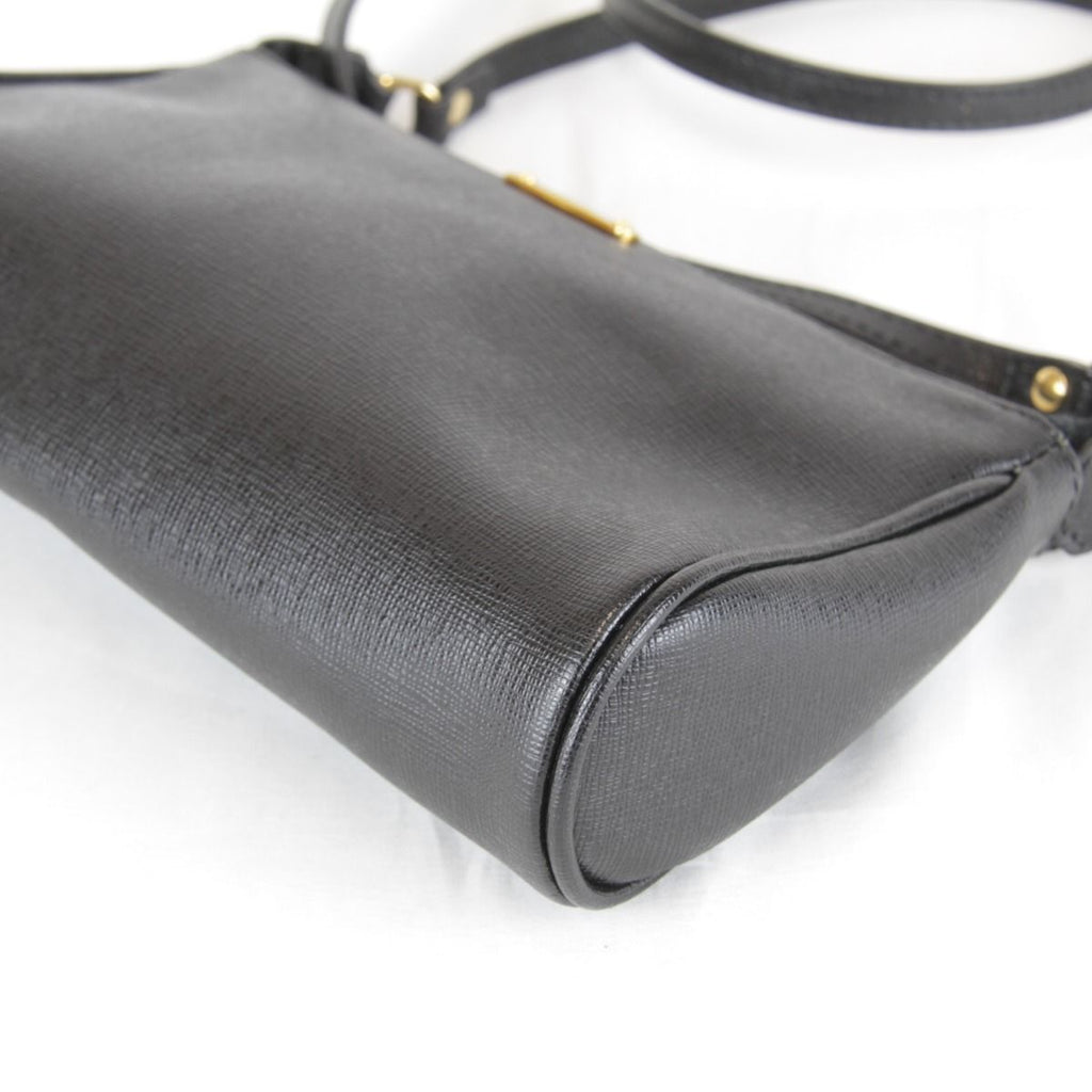 Fendi Pouch Mini Shoulder Bag Leather Black High Saffiano Simple — view 5