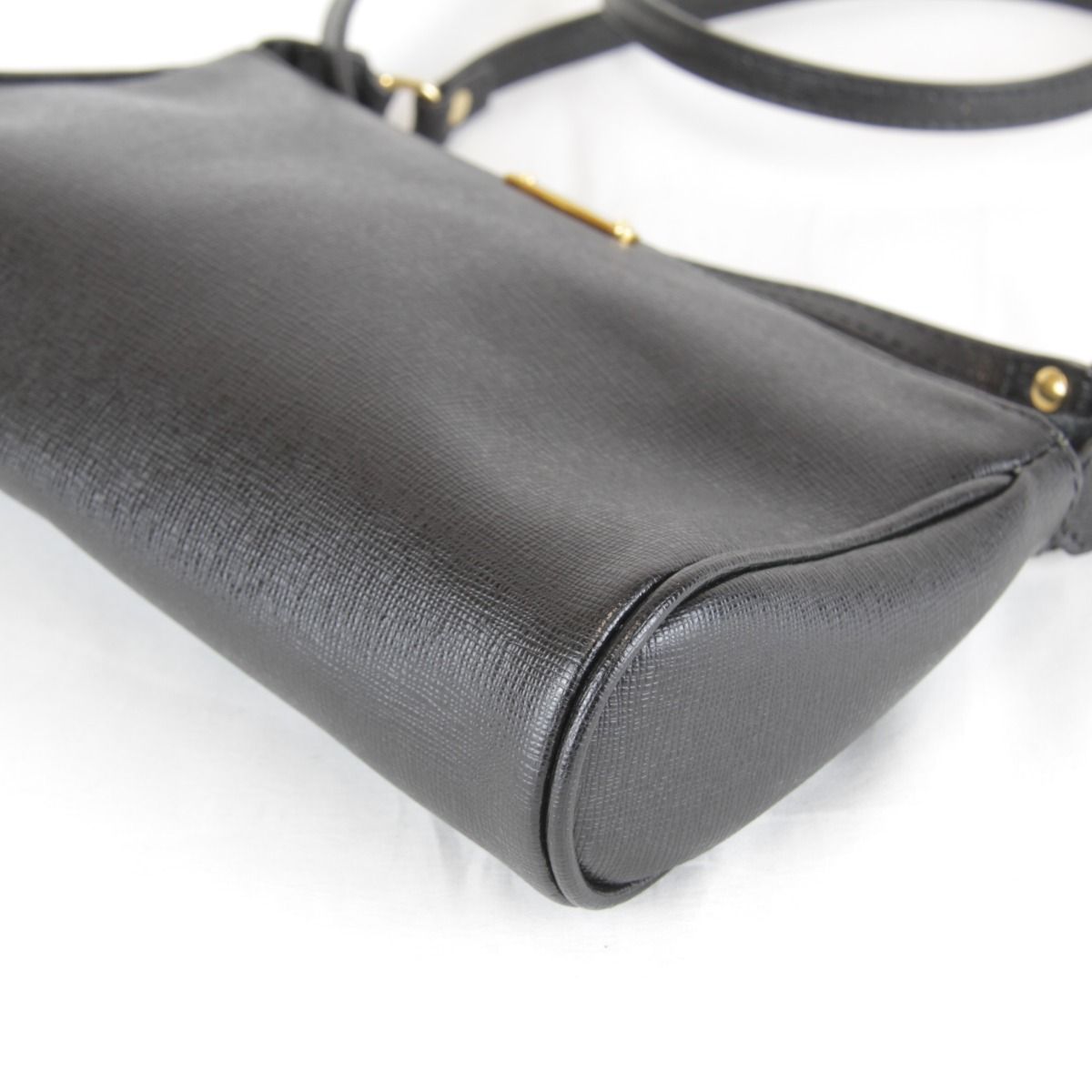 Fendi Pouch Mini Shoulder Bag Leather Black High Saffiano Simple — view 5