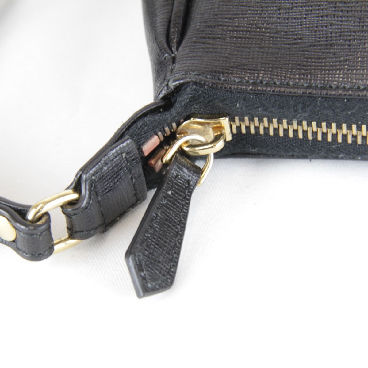 Fendi Pouch Mini Shoulder Bag Leather Black High Saffiano Simple — view 9