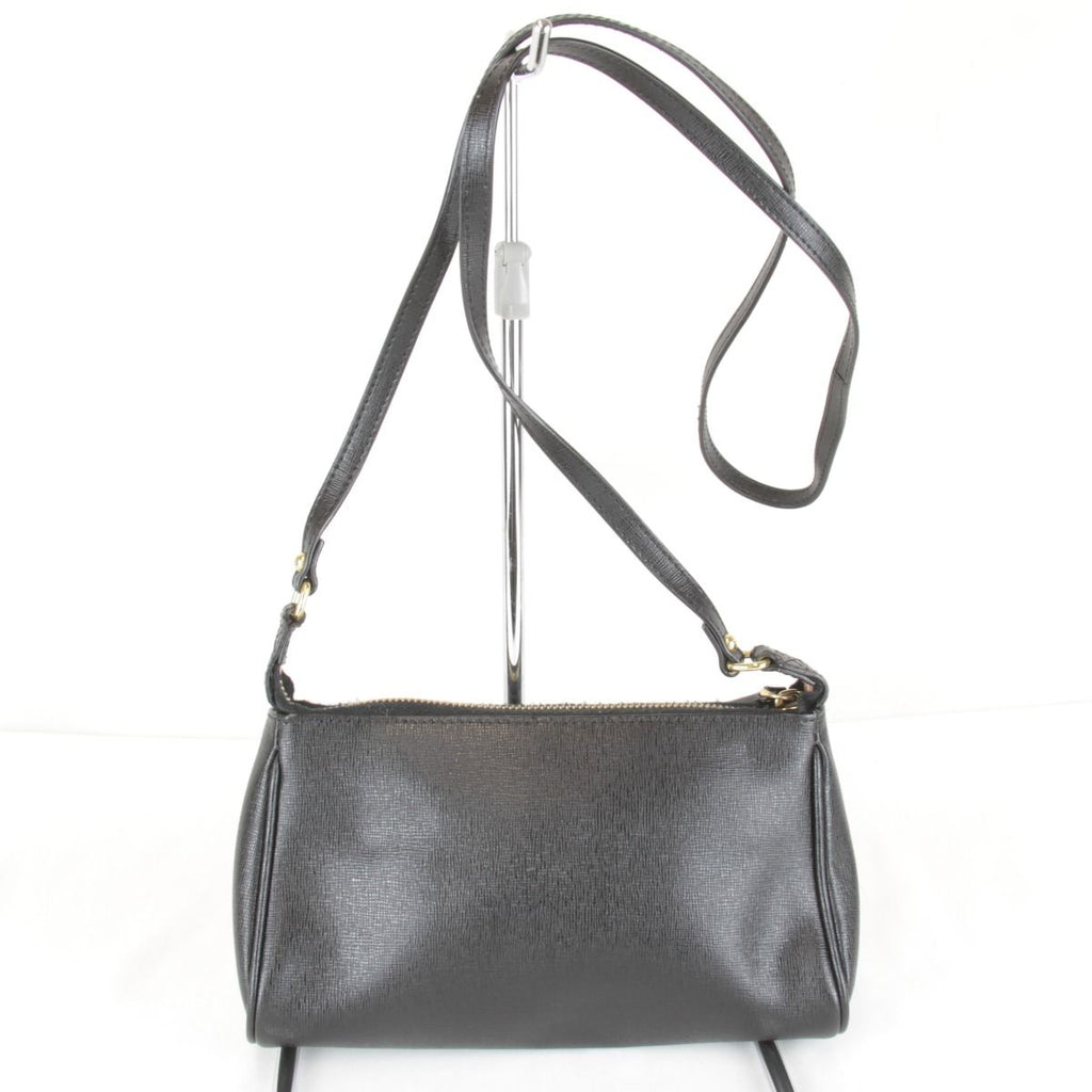 Fendi Pouch Mini Shoulder Bag Leather Black High Saffiano Simple — view 2