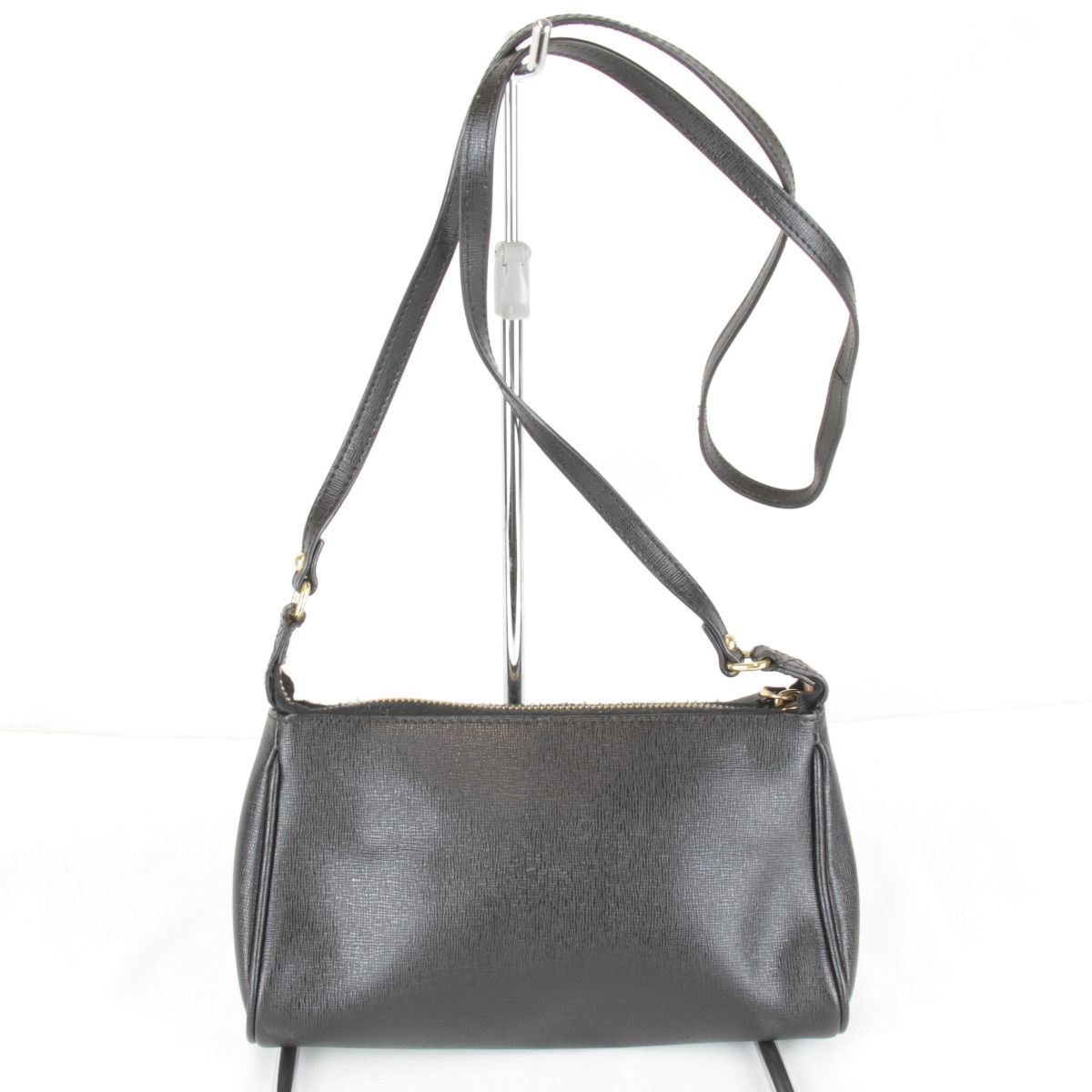 Fendi Pouch Mini Shoulder Bag Leather Black High Saffiano Simple — view 2