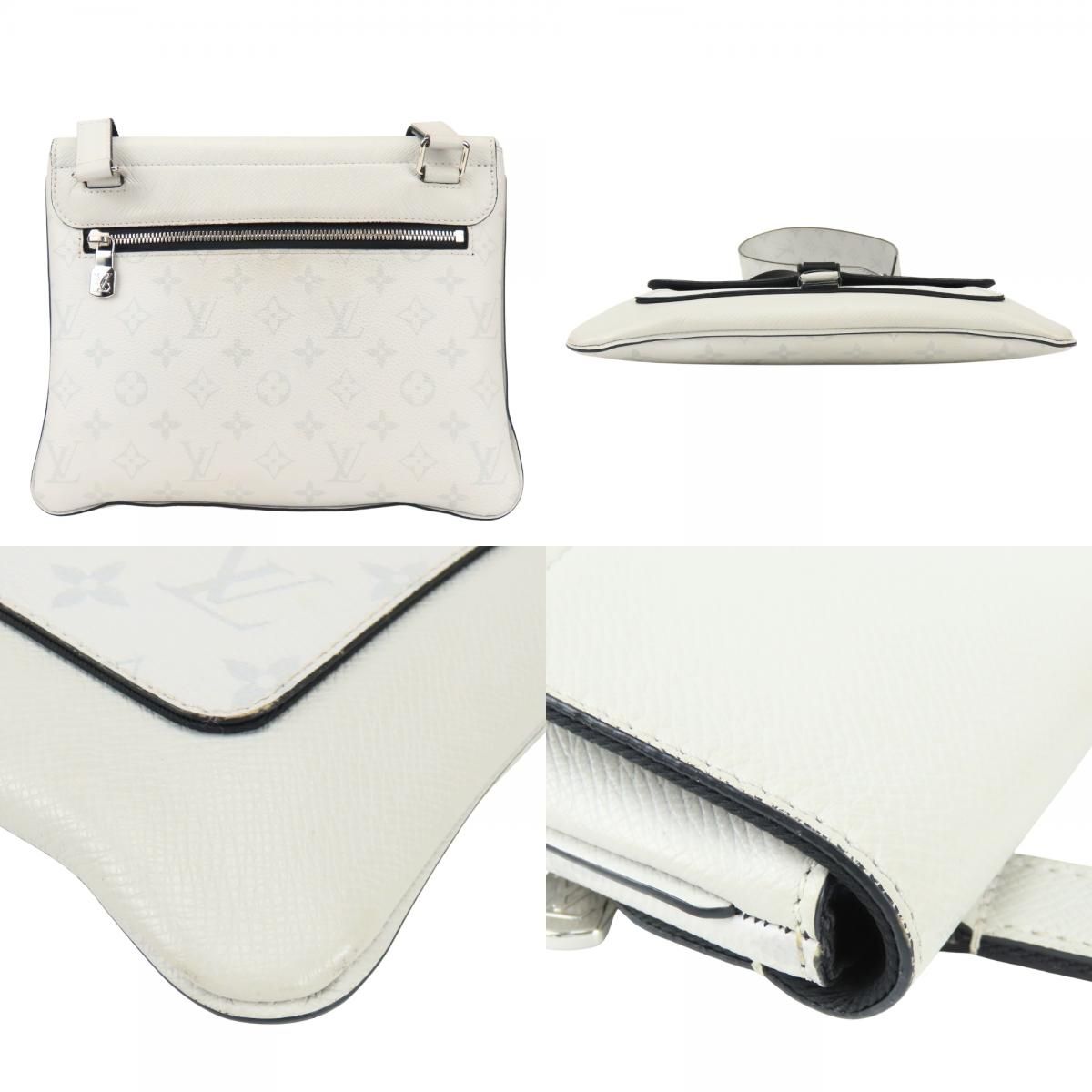 Louis Vuitton Shoulder Bag Flap Messenger Taiga Monogram Antarctica Gray — view 3