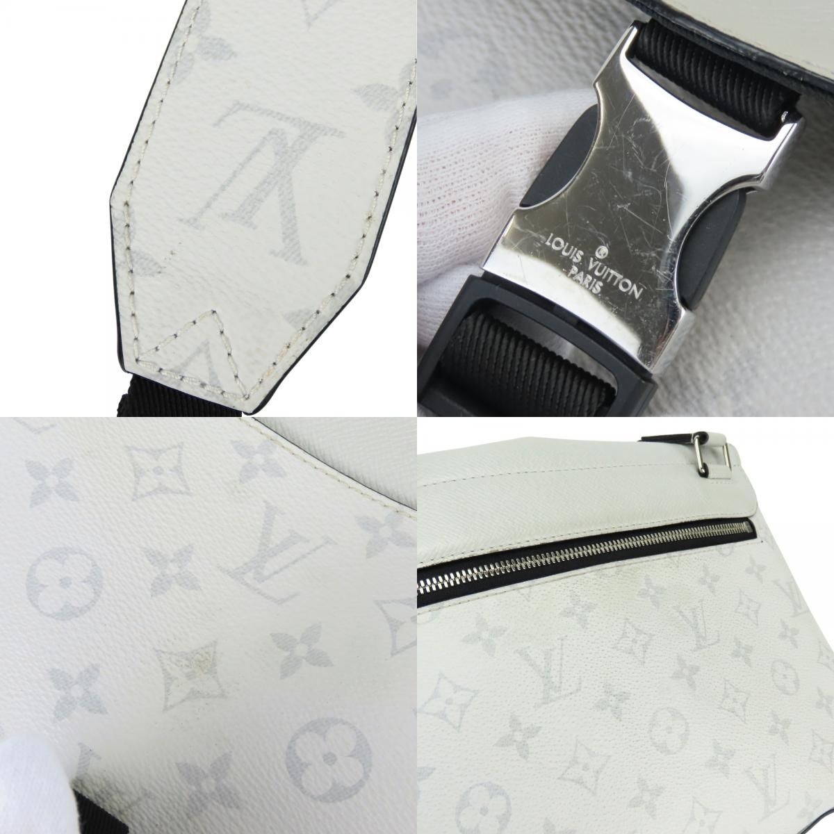 Louis Vuitton Shoulder Bag Flap Messenger Taiga Monogram Antarctica Gray — view 6