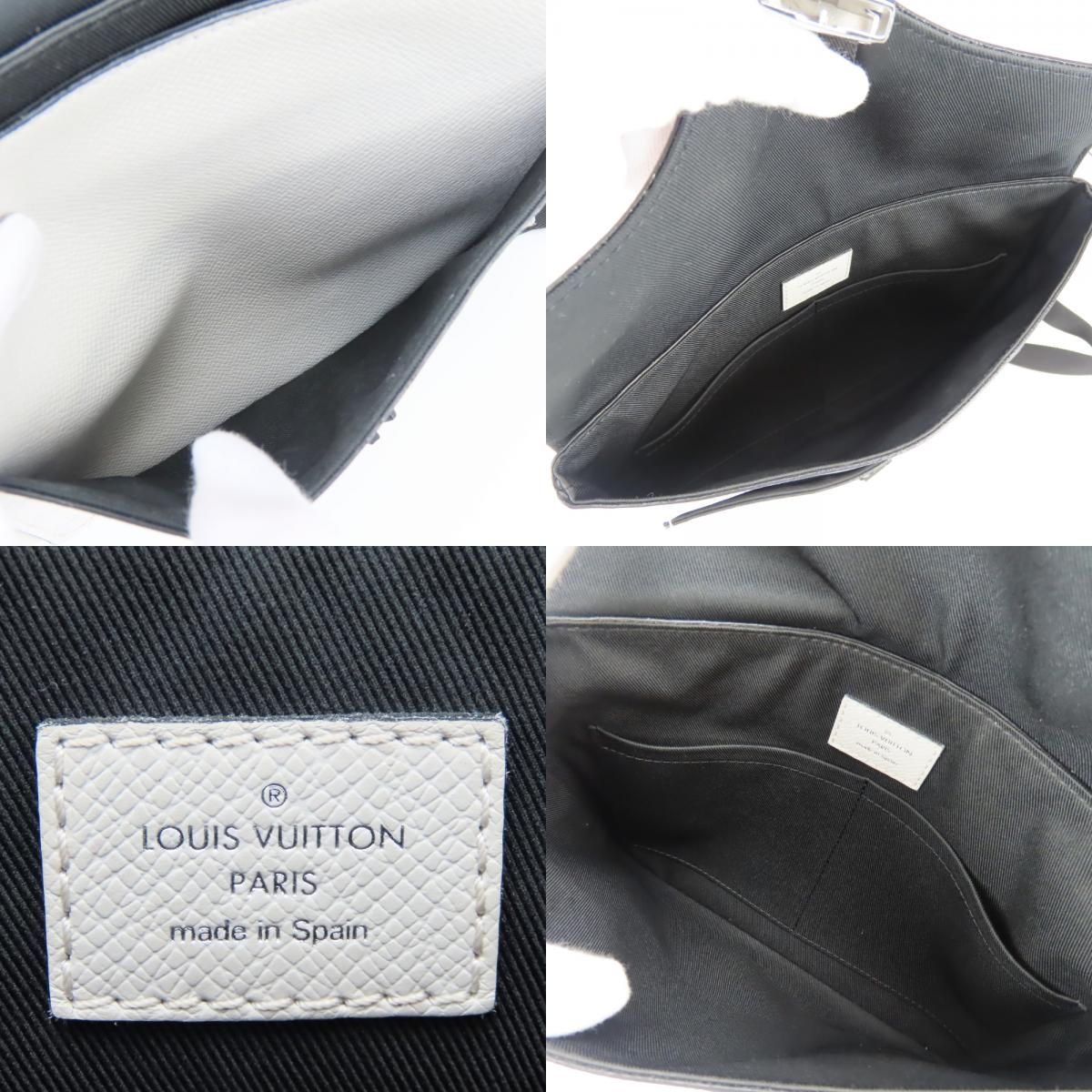 Louis Vuitton Shoulder Bag Flap Messenger Taiga Monogram Antarctica Gray — view 8