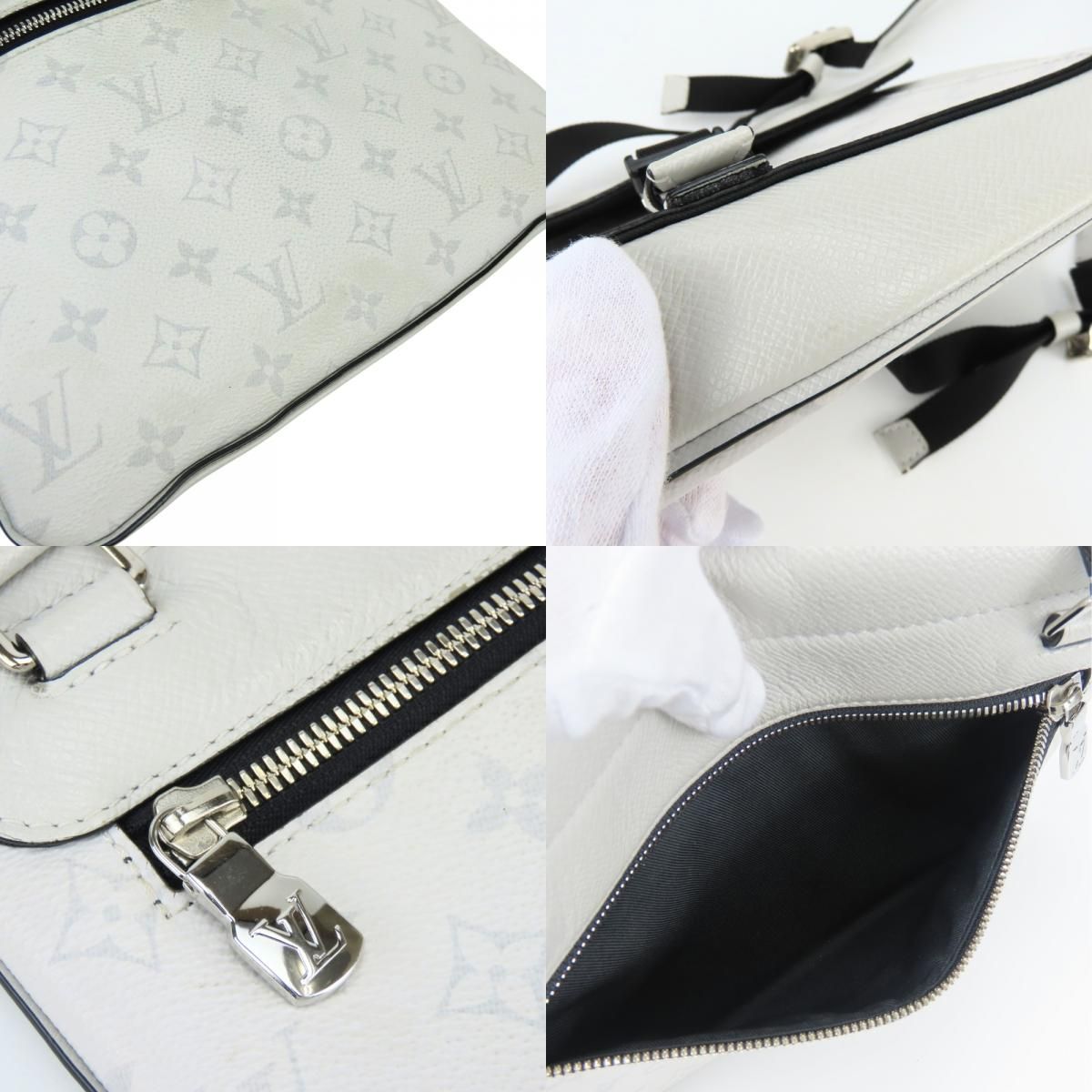 Louis Vuitton Shoulder Bag Flap Messenger Taiga Monogram Antarctica Gray — view 7