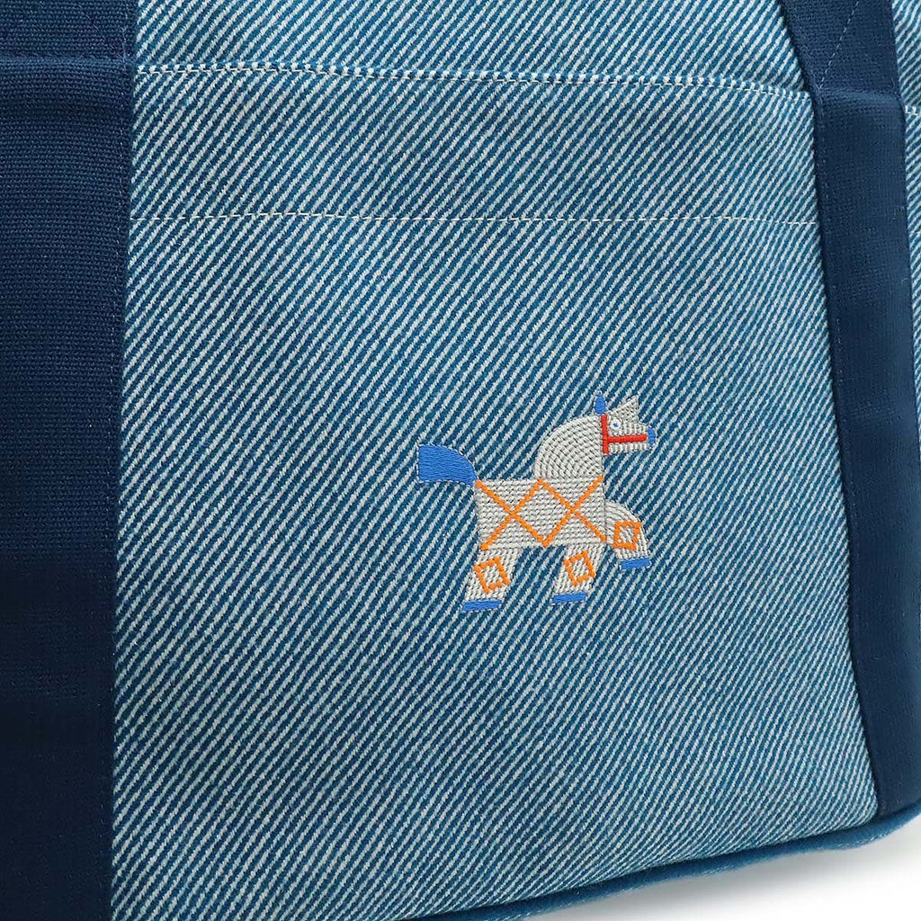 Hermes Animo Natte Mother's Tote Shoulder Bag Horse Wool Blue Pants Diaper — view 8