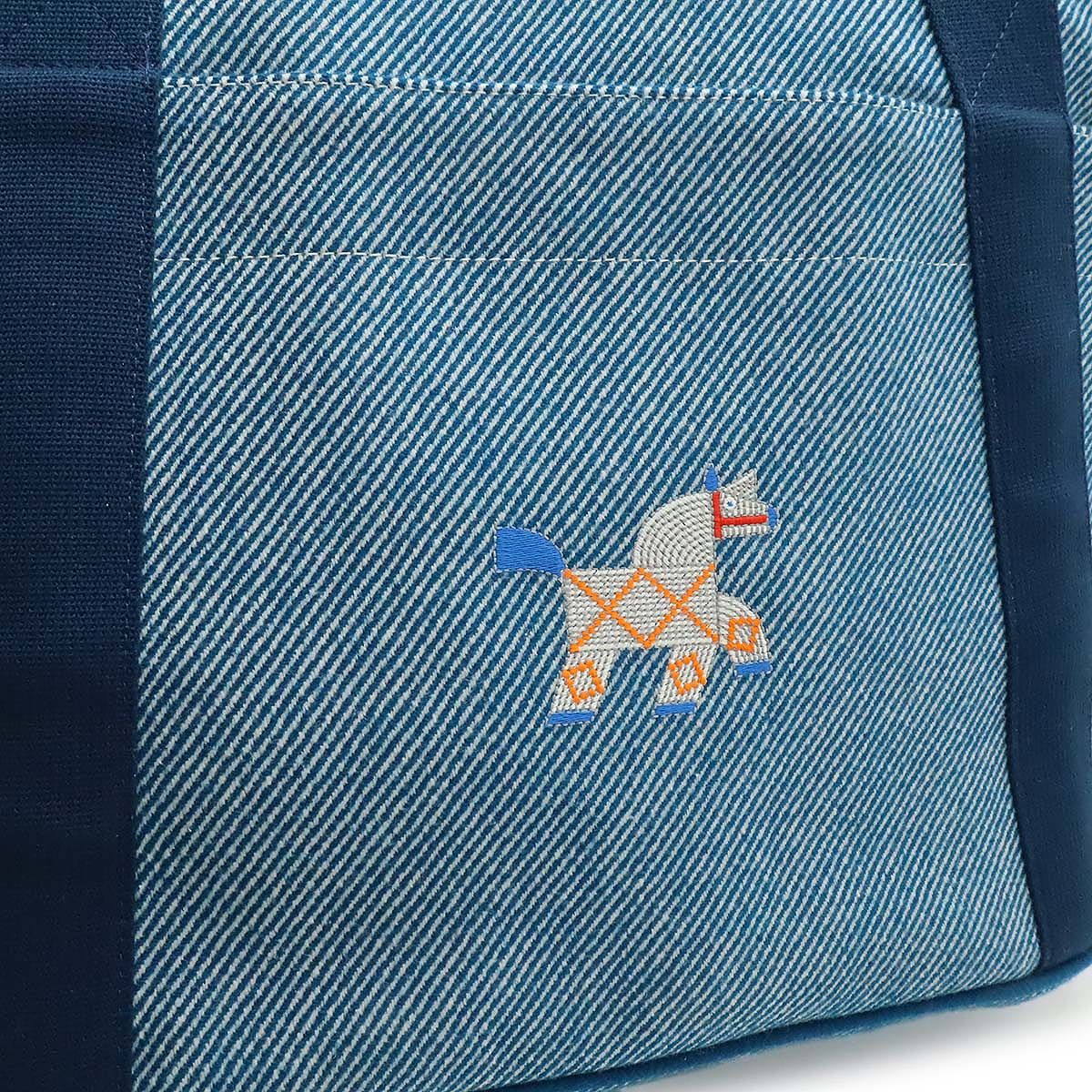 Hermes Animo Natte Mother's Tote Shoulder Bag Horse Wool Blue Pants Diaper — view 8