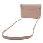 Chanel Beauty Lock Quilted CC Logo Flap Chain Shoulder Bag Leather Pink Gold — view 2