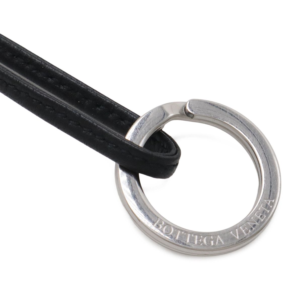 Bottega Veneta Charm Key Holder Mini Pouch Leather White Black — view 8