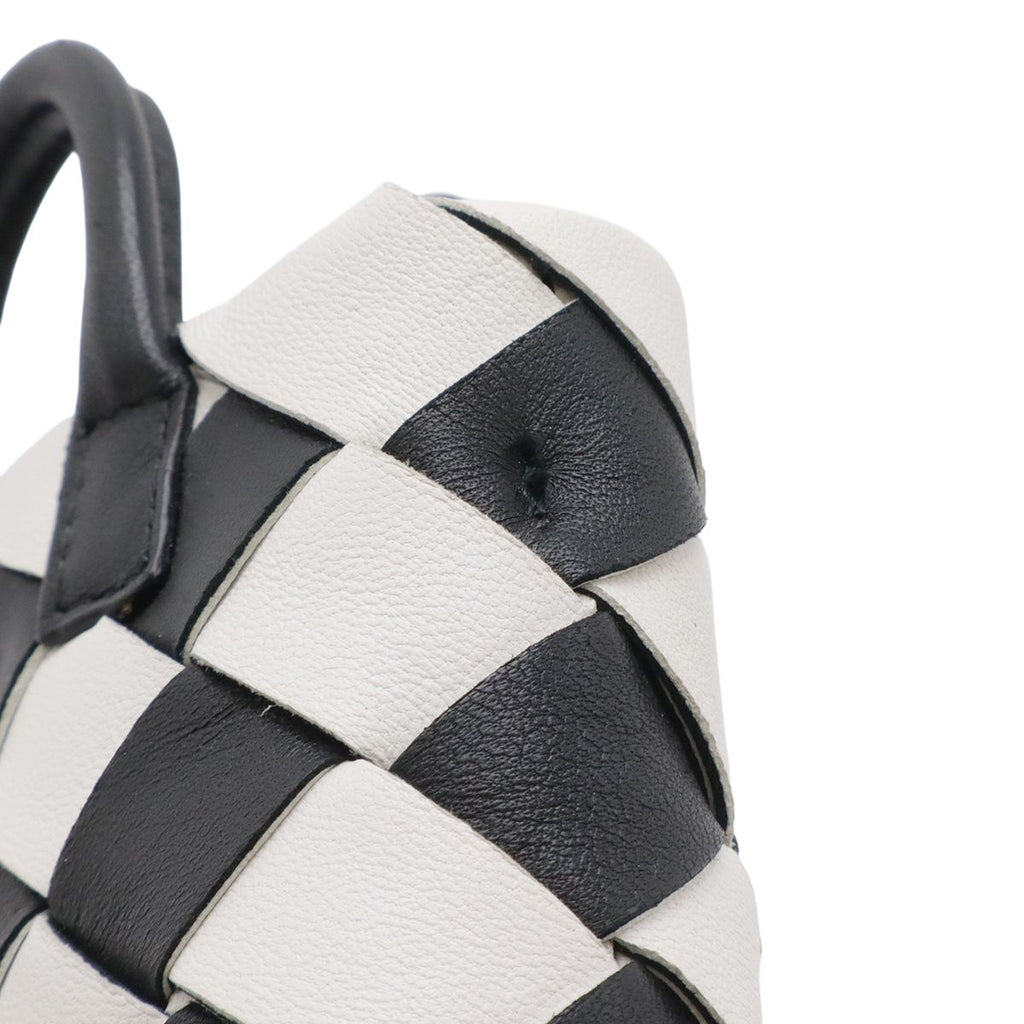 Bottega Veneta Charm Key Holder Mini Pouch Leather White Black — view 5