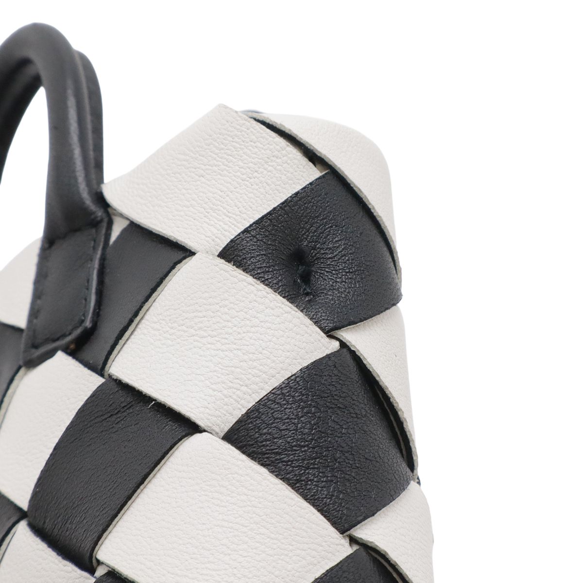 Bottega Veneta Charm Key Holder Mini Pouch Leather White Black — view 5