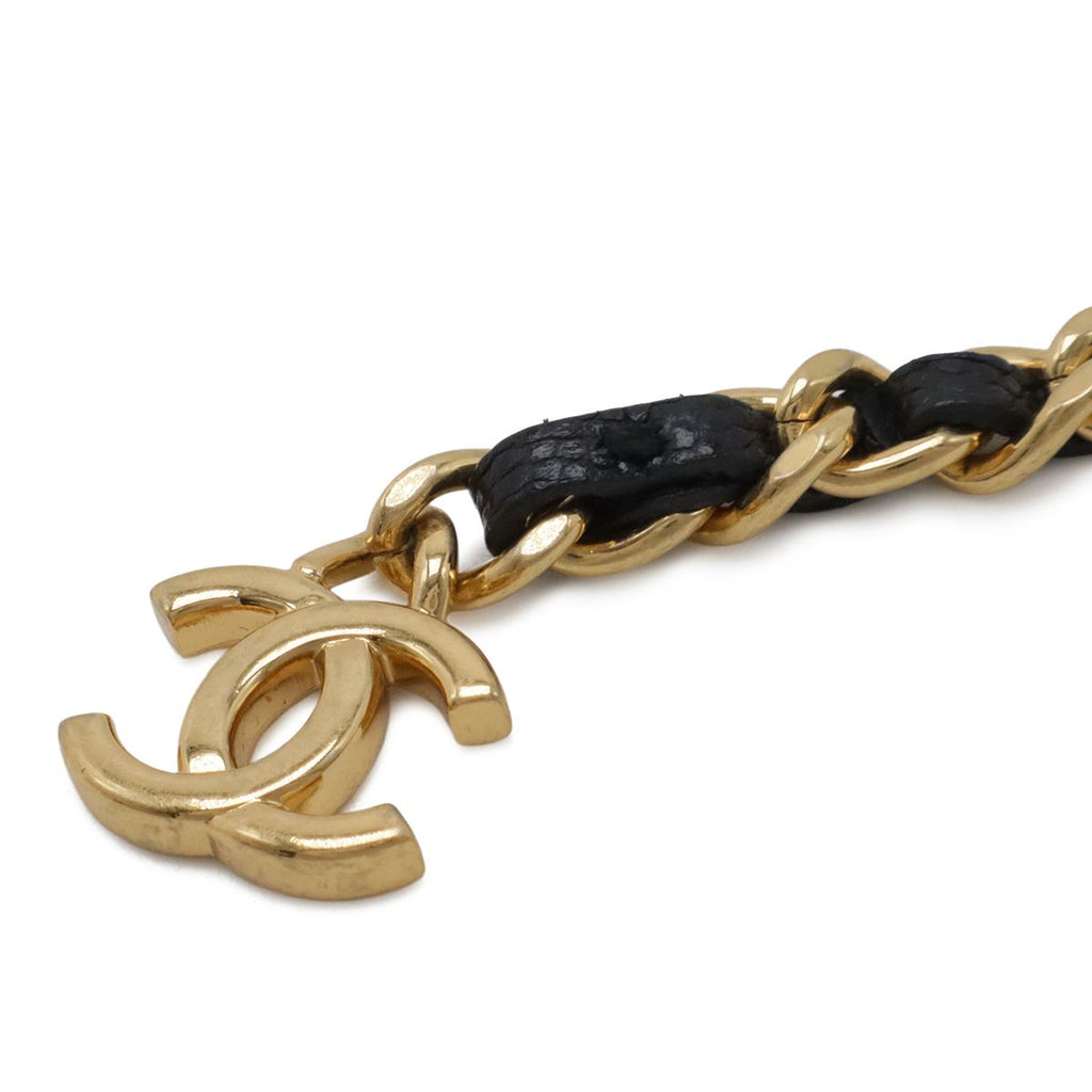 Chanel Quilted CC Logo Belt Bag Chain Pouch Caviar Leather Black Gold — view 6
