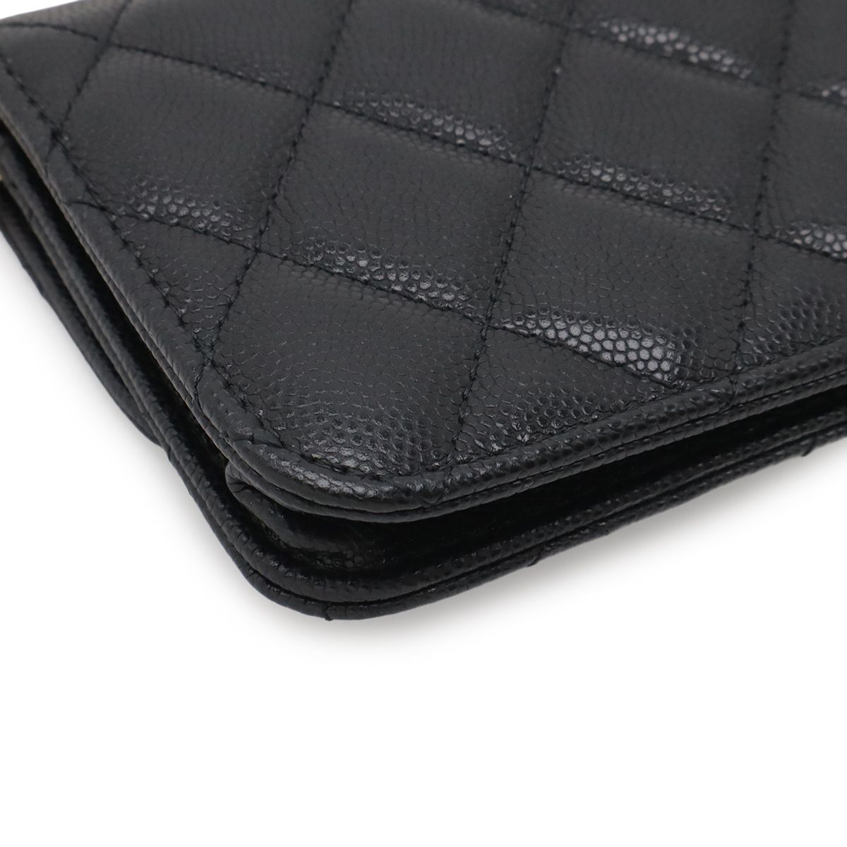 Chanel Quilted CC Logo Belt Bag Chain Pouch Caviar Leather Black Gold — view 3
