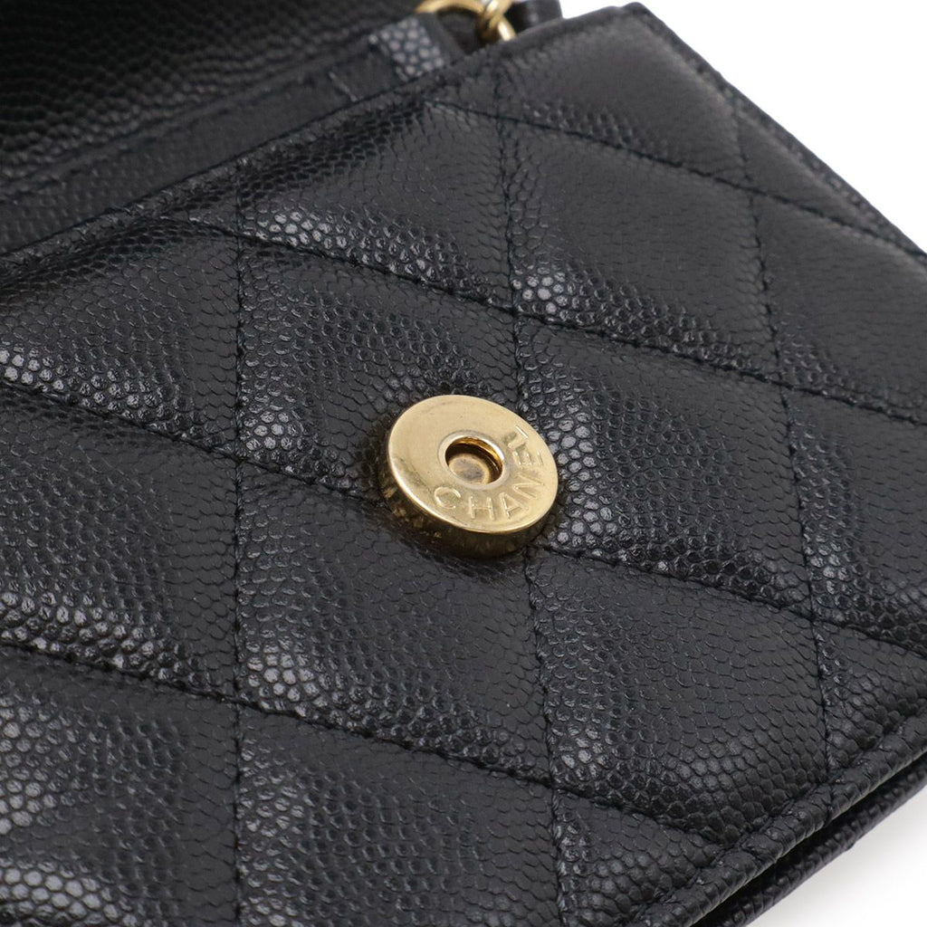 Chanel Quilted CC Logo Belt Bag Chain Pouch Caviar Leather Black Gold — view 8