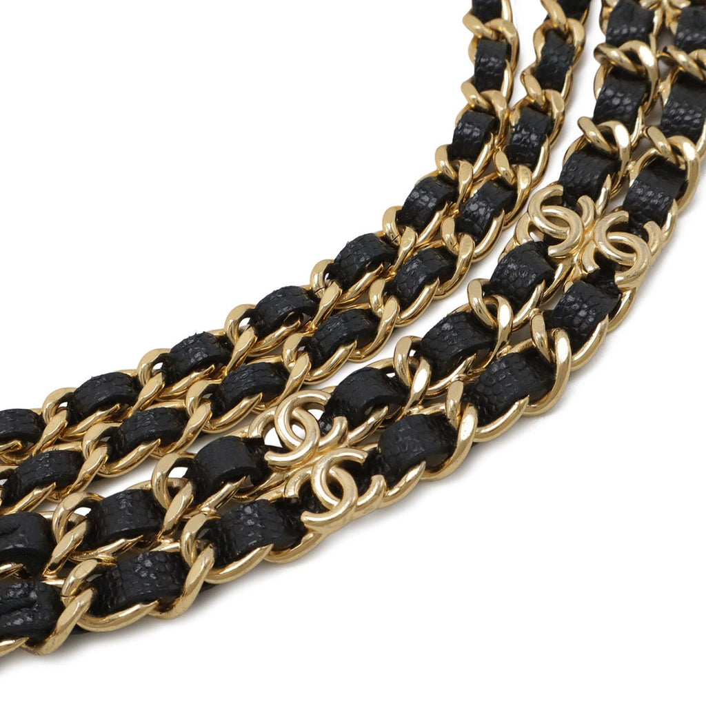 Chanel Quilted CC Logo Belt Bag Chain Pouch Caviar Leather Black Gold — view 5
