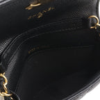 Chanel Quilted CC Logo Belt Bag Chain Pouch Caviar Leather Black Gold — view 7
