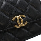 Chanel Quilted CC Logo Belt Bag Chain Pouch Caviar Leather Black Gold — view 4