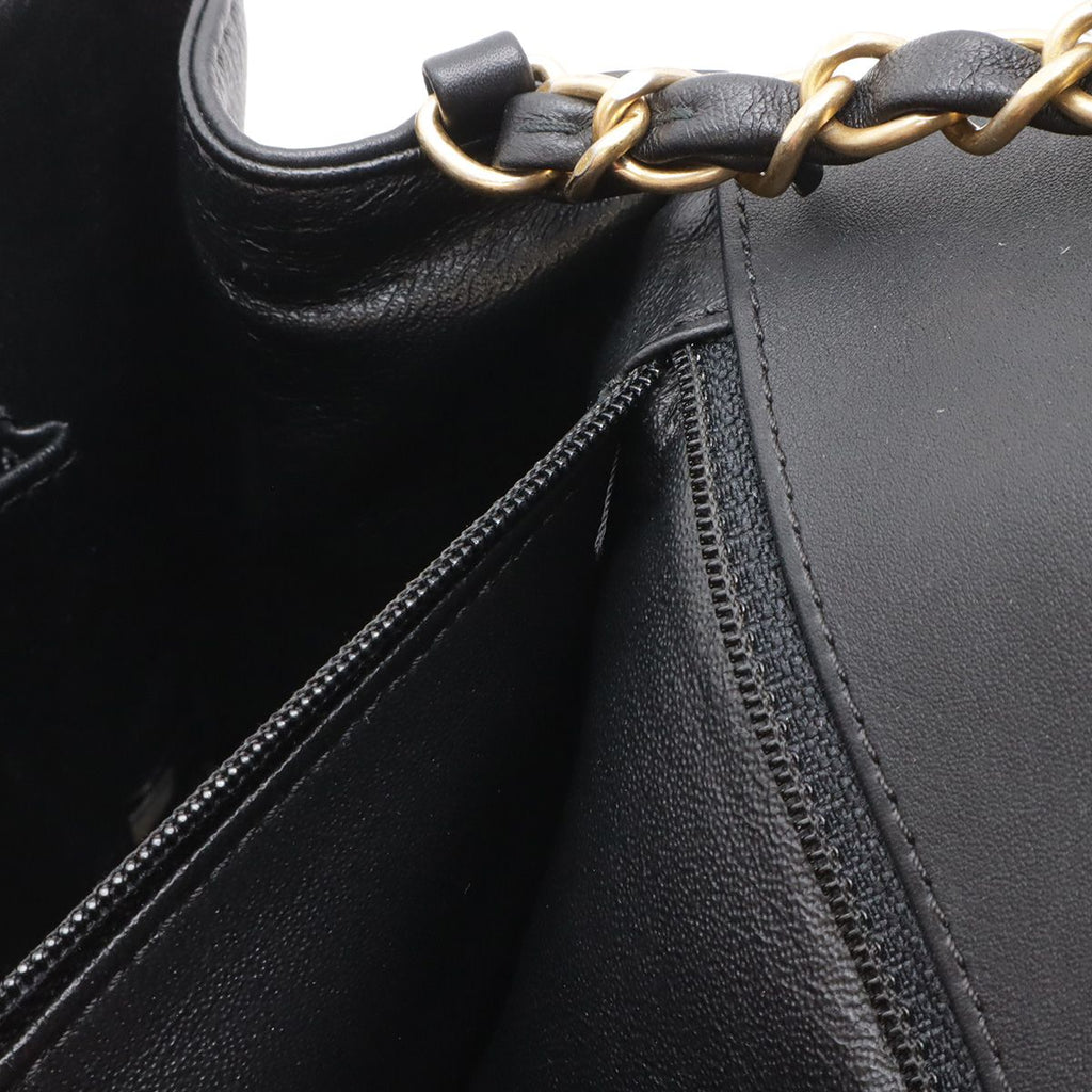 Chanel Quilted Stitch Top Handle 2-Way Chain Shoulder Bag Leather Black Gold — view 7