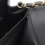Chanel Quilted Stitch Top Handle 2-Way Chain Shoulder Bag Leather Black Gold — view 7