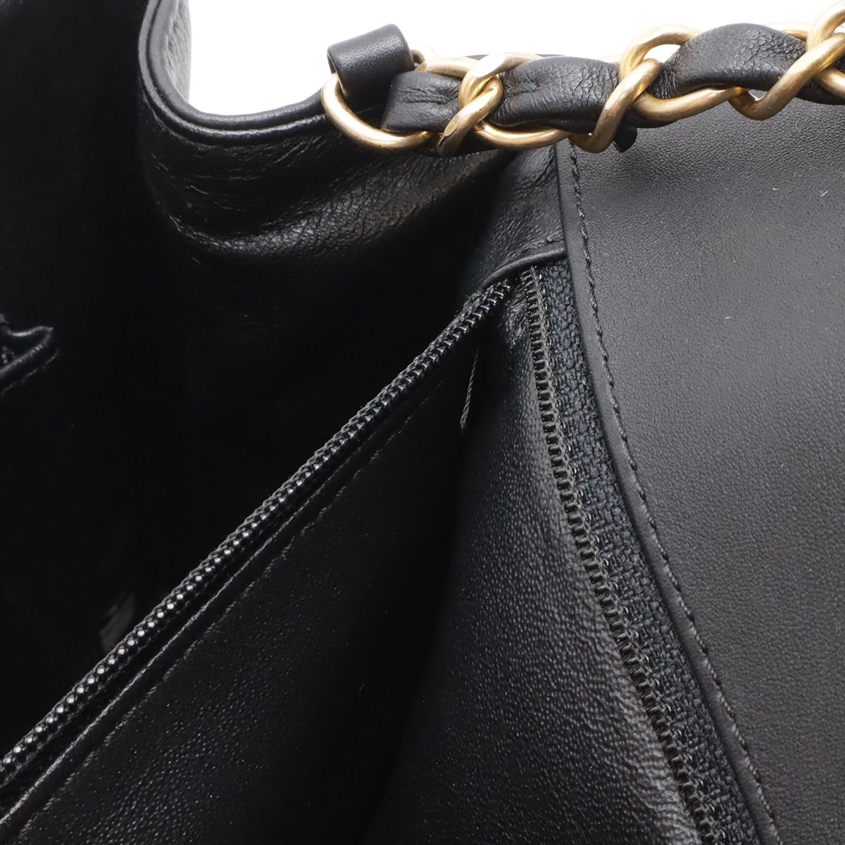 Chanel Quilted Stitch Top Handle 2-Way Chain Shoulder Bag Leather Black Gold — view 7
