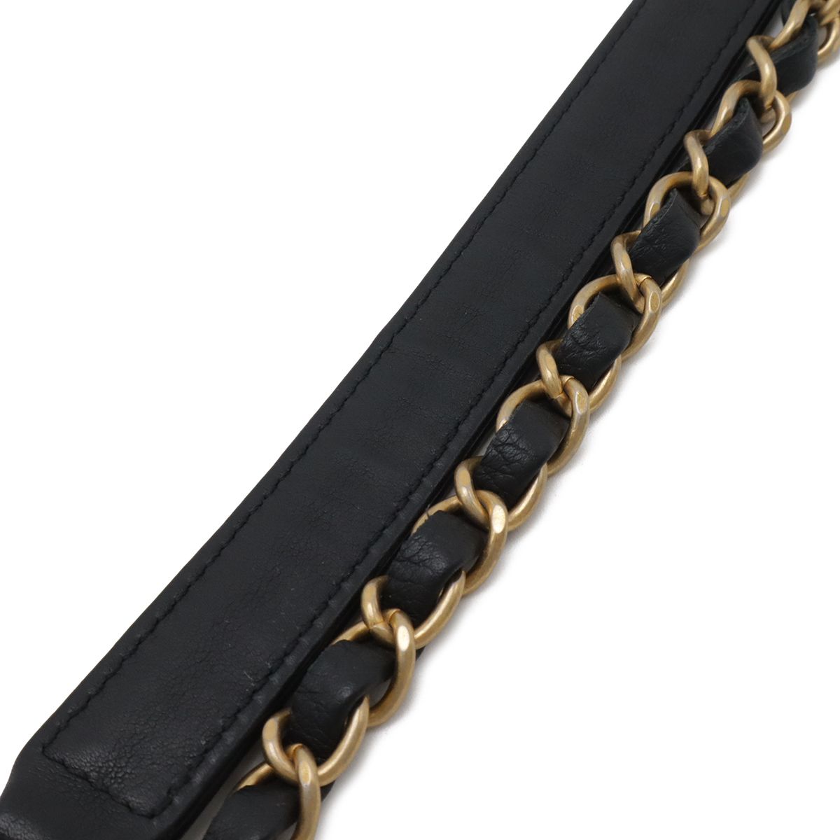 Chanel Quilted Stitch Top Handle 2-Way Chain Shoulder Bag Leather Black Gold — view 5