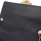 Chanel Quilted Stitch Top Handle 2-Way Chain Shoulder Bag Leather Black Gold — view 9
