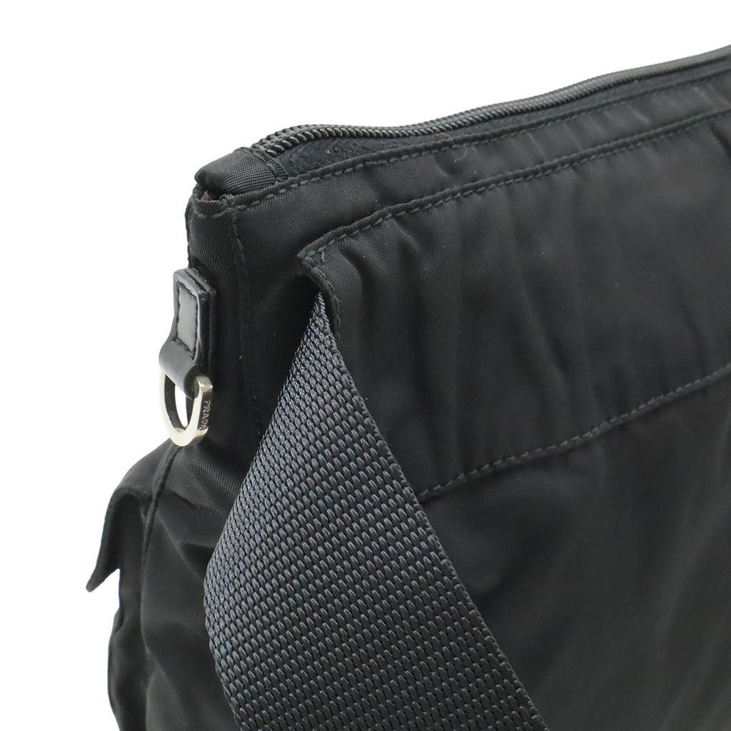 Prada Triangle Logo Belt Bag Waist Pouch Bag Nylon Leather Nero Black Silver — view 4