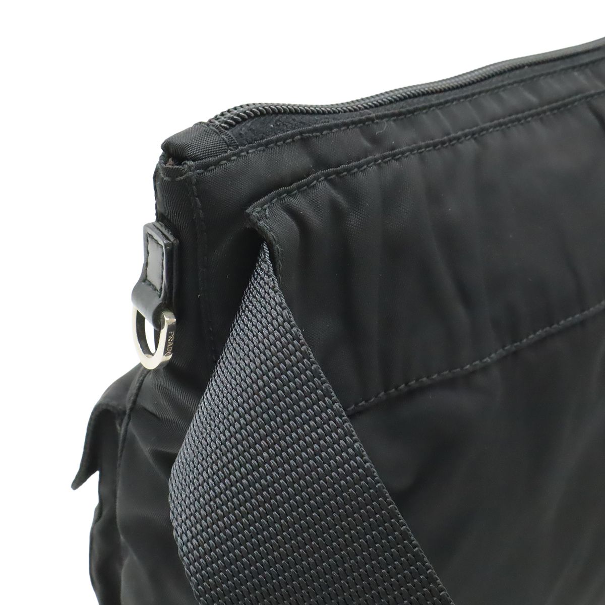Prada Triangle Logo Belt Bag Waist Pouch Bag Nylon Leather Nero Black Silver — view 4