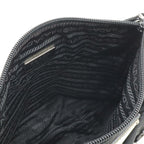 Prada Triangle Logo Belt Bag Waist Pouch Bag Nylon Leather Nero Black Silver — view 8