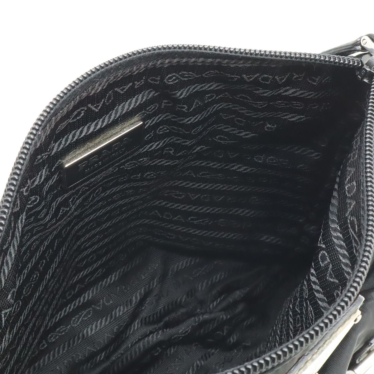 Prada Triangle Logo Belt Bag Waist Pouch Bag Nylon Leather Nero Black Silver — view 8