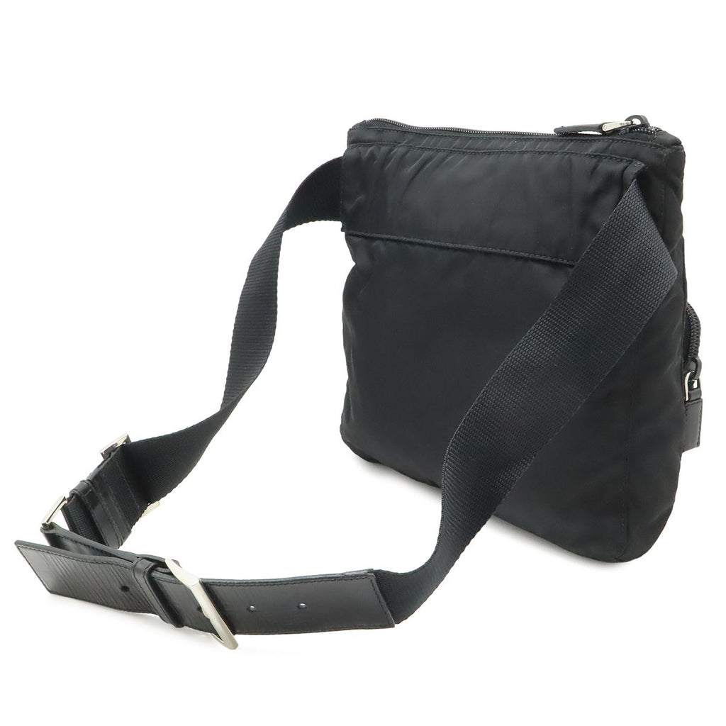 Prada Triangle Logo Belt Bag Waist Pouch Bag Nylon Leather Nero Black Silver — view 2