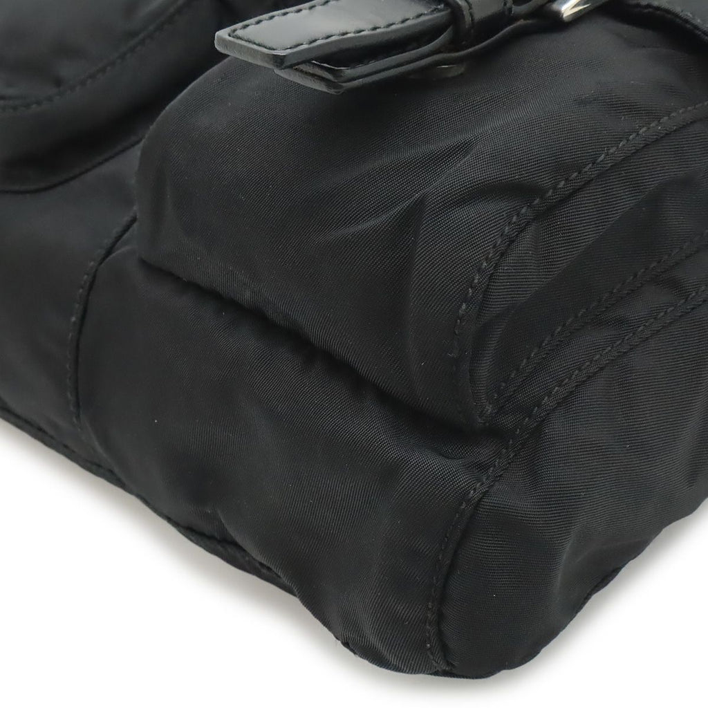 Prada Triangle Logo Belt Bag Waist Pouch Bag Nylon Leather Nero Black Silver — view 3