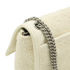 Saint Laurent Paris Yves YSL Niki Baby Chain Shoulder Cles Tweed Leather White — view 4