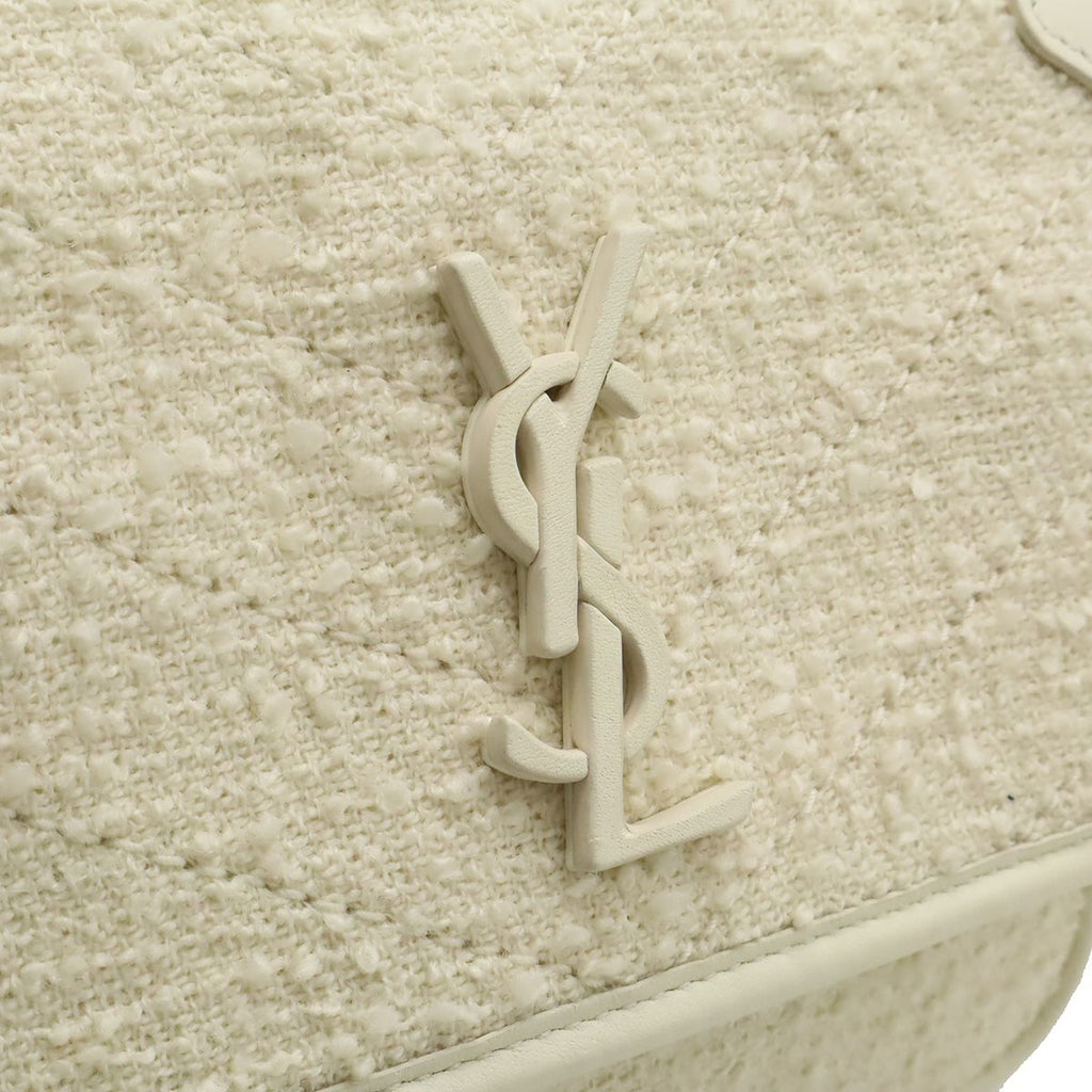 Saint Laurent Paris Yves YSL Niki Baby Chain Shoulder Cles Tweed Leather White — view 8