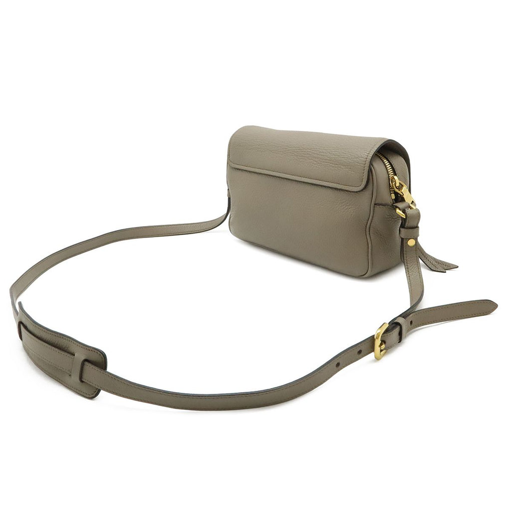 Prada Pochette Shoulder Bag Flap Crossbody Leather Gray Gold — view 2
