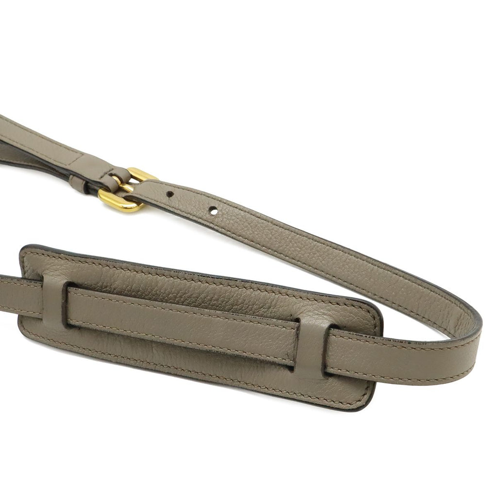 Prada Pochette Shoulder Bag Flap Crossbody Leather Gray Gold — view 5