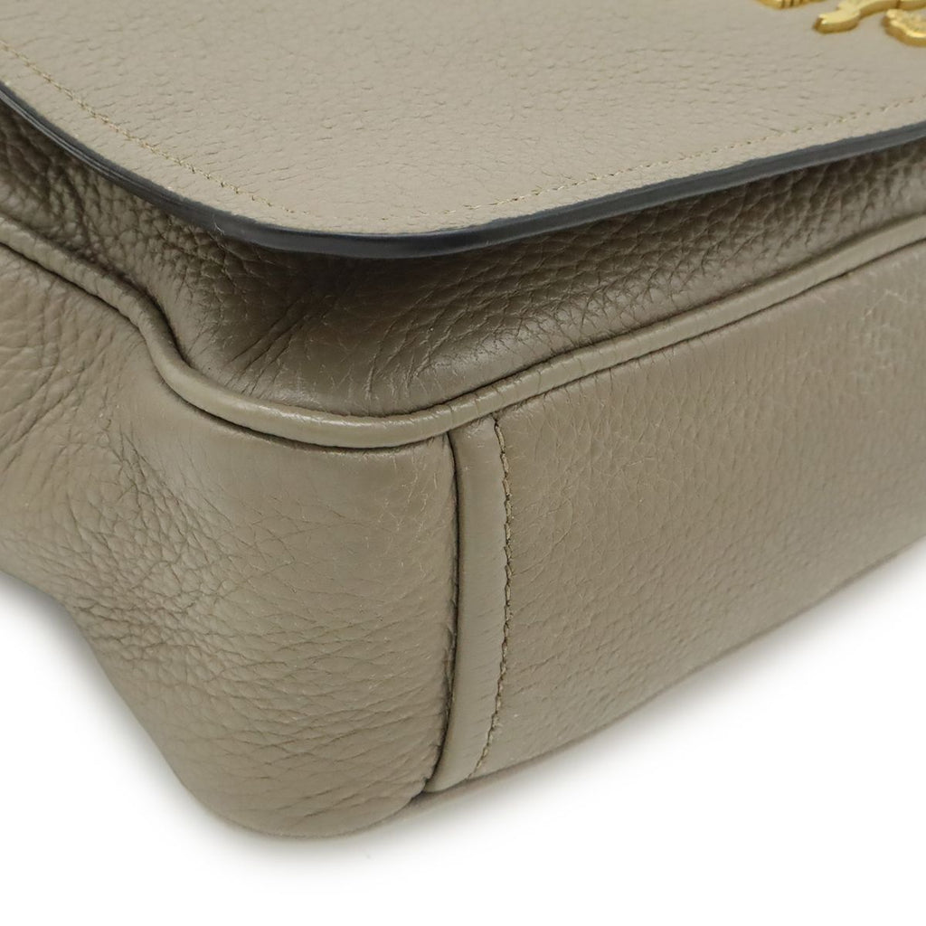 Prada Pochette Shoulder Bag Flap Crossbody Leather Gray Gold — view 3