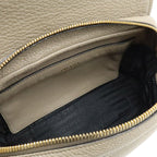 Prada Pochette Shoulder Bag Flap Crossbody Leather Gray Gold — view 8