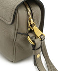 Prada Pochette Shoulder Bag Flap Crossbody Leather Gray Gold — view 6