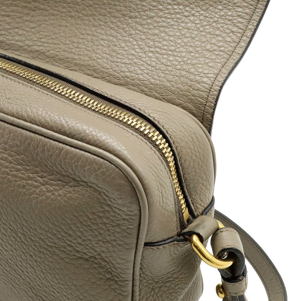 Prada Pochette Shoulder Bag Flap Crossbody Leather Gray Gold — view 7