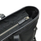 Prada Triangle Logo Tote Large Shoulder Bag Nylon Enamel Leather Nero Black — view 6