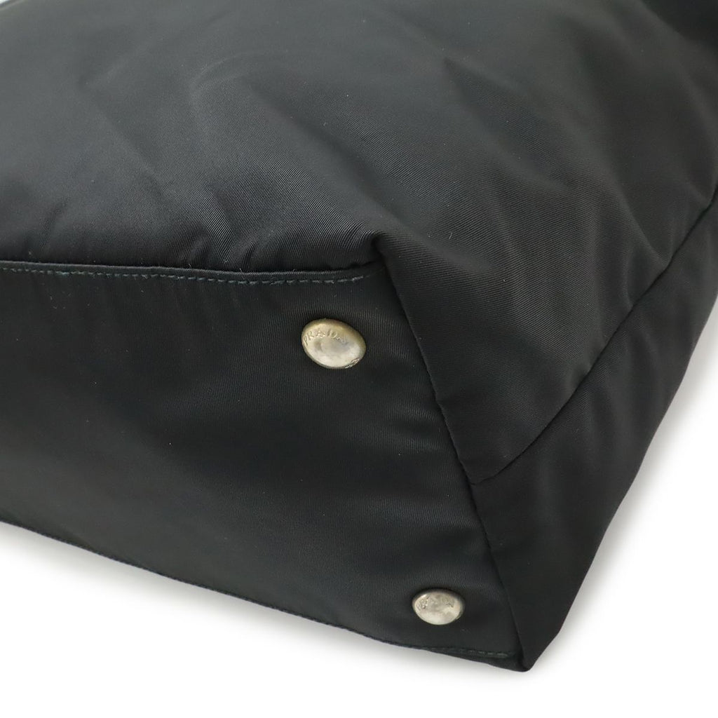 Prada Triangle Logo Tote Large Shoulder Bag Nylon Enamel Leather Nero Black — view 3
