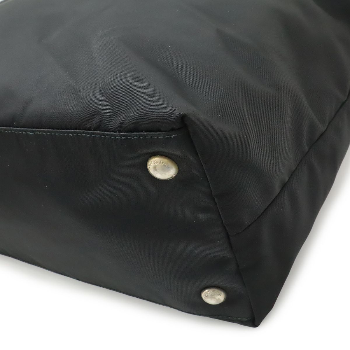 Prada Triangle Logo Tote Large Shoulder Bag Nylon Enamel Leather Nero Black — view 3