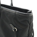 Prada Triangle Logo Tote Large Shoulder Bag Nylon Enamel Leather Nero Black — view 4