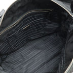 Prada Triangle Logo Tote Large Shoulder Bag Nylon Enamel Leather Nero Black — view 7