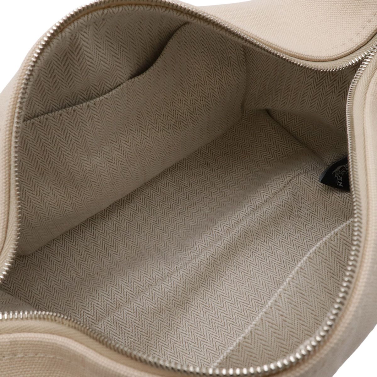 Hermes Bride-a-Brac PM Bath Pouch Cosmetic Handbag Canvas Natural Beige — view 6