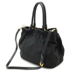 Prada Ribbon Braided Tote 2-Way Shoulder Bag Nylon Nero Black Gold — view 2