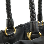 Prada Ribbon Braided Tote 2-Way Shoulder Bag Nylon Nero Black Gold — view 7