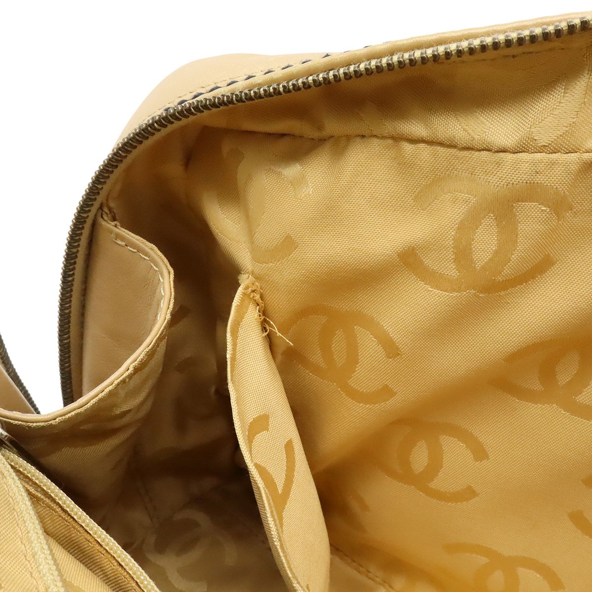 Chanel Wild Stitch Mini Boston Bag Leather Beige Gold Pouch Out of Stock — view 7