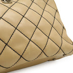 Chanel Wild Stitch Mini Boston Bag Leather Beige Gold Pouch Out of Stock — view 9